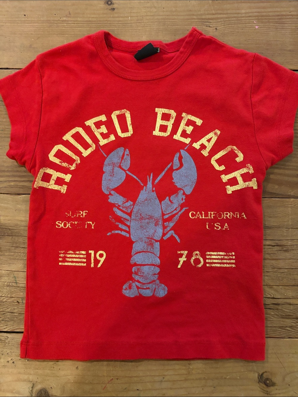 Urban Outfitters Red Short Sleeve Tee with Blue Lobster Graphic